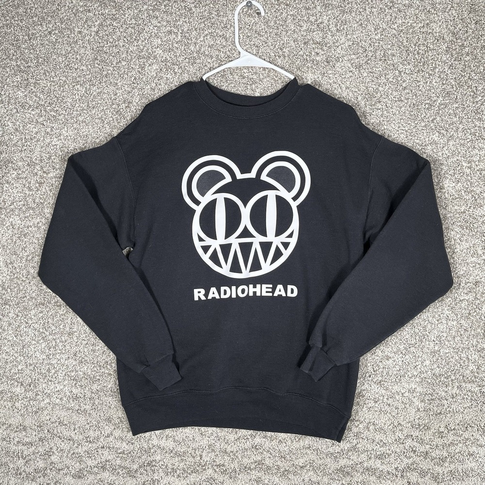 Radiohead Sweater Mens Medium Black Band Music Bearhead Crewneck Pullover